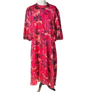 Lane Bryant Midi Dress Floral Retro Gram Colorful Party Cocktail Size‎ 20 Boho